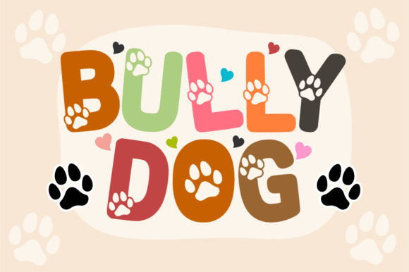 Bully Dog: The Playful Paw Print Decorative Font for Pet Brands