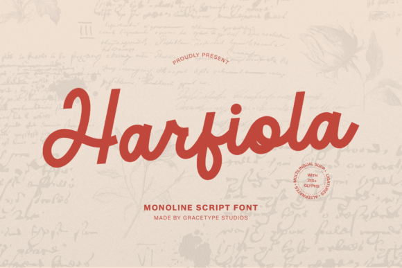Harfiola: A Charming Monoline Script Typeface for Handmade Brands