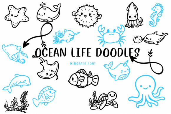 Ocean Life Doodles: A Sketch-Style Dingbats Font for Creative Makers